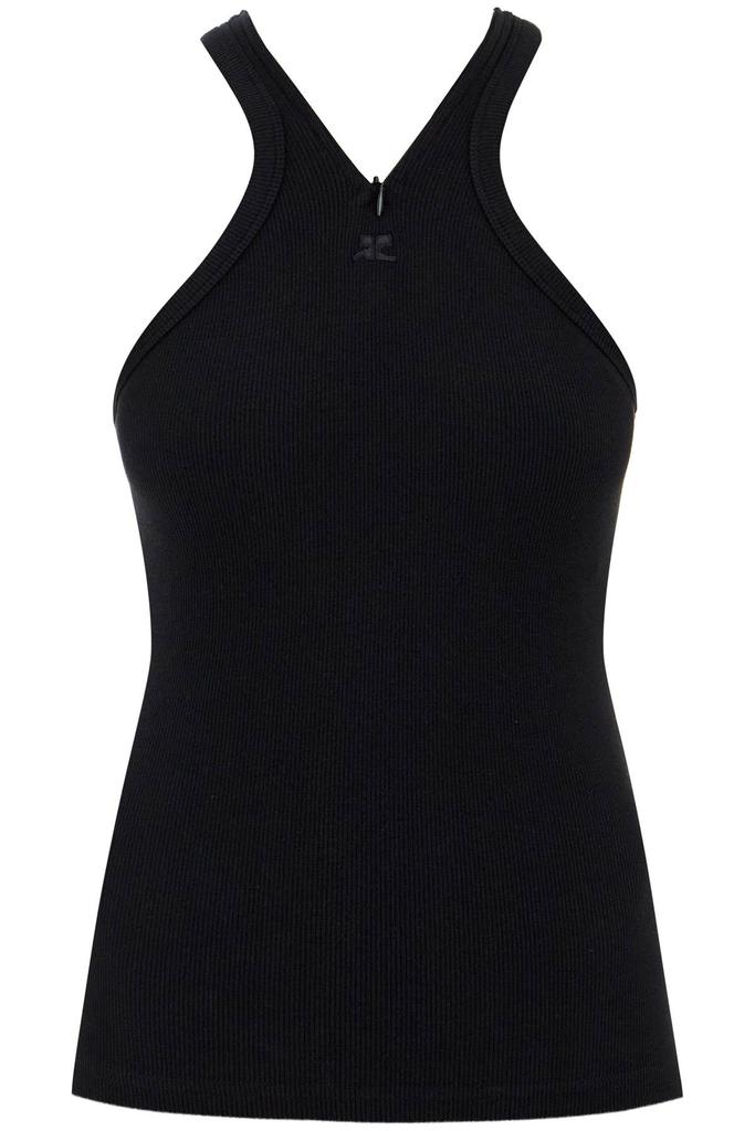 courreges ribbed tank top with zipper on the neckline