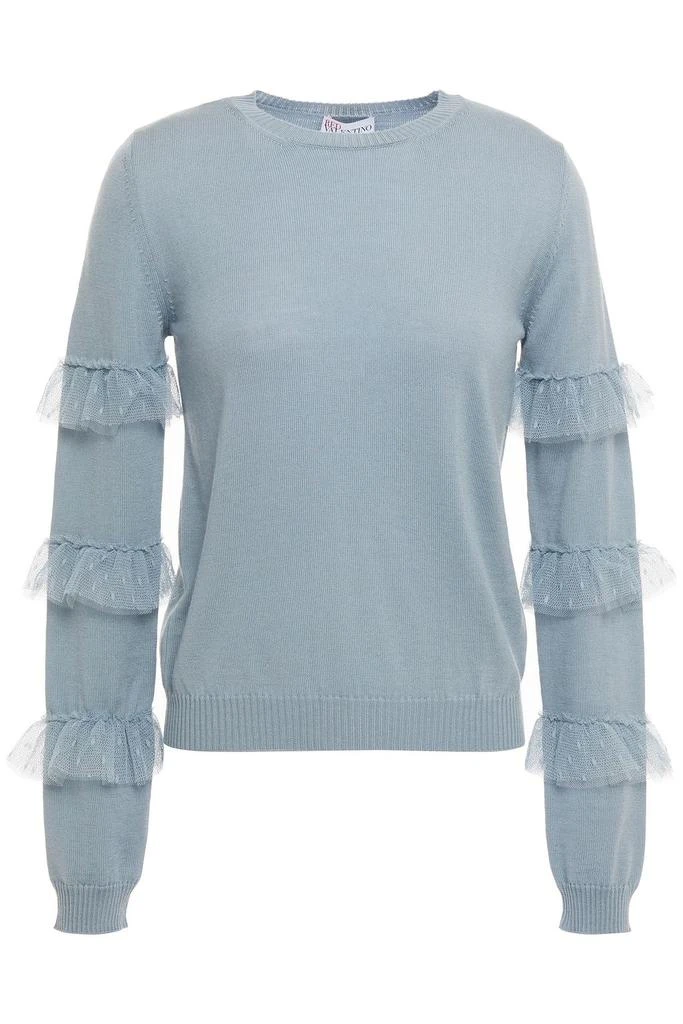 REDVALENTINO Point d'esprit-trimmed wool sweater 1