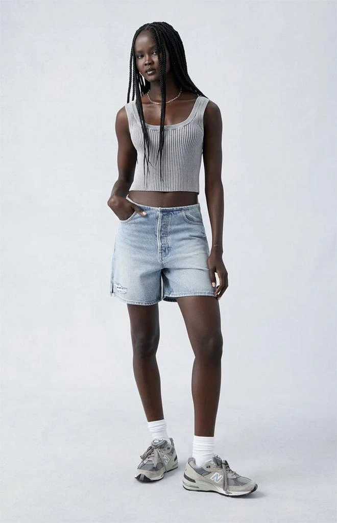 PacSun Eco Light Indigo Ripped High Waisted Relaxed Jorts 1