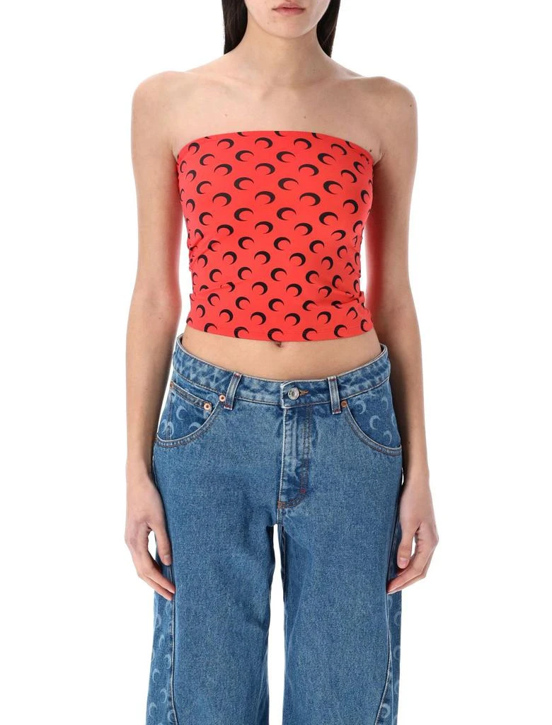 MARINE SERRE Marine Serre All-Over Moon Printed Bustier Top 1