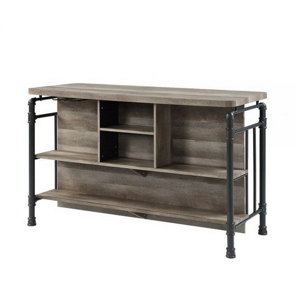 Hivvago 59 Inch Kitchen Island with 2 Shelves, Industrial Antique Oak Brown, Gray