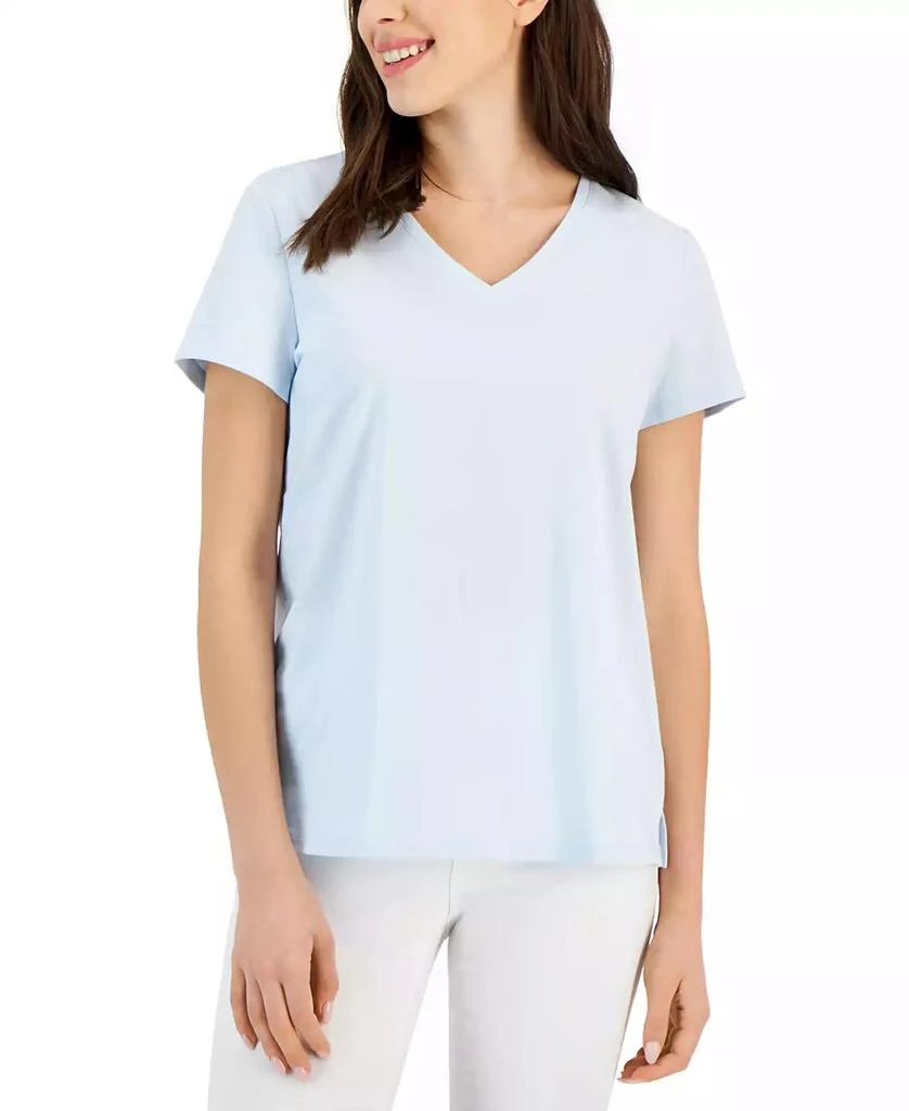 Charter Club Women's Solid V-Neck Short-Sleeve Sleepwear Top, Created for Macy's 1