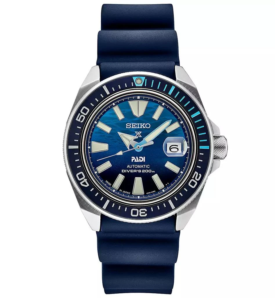Seiko Men's Automatic Prospex PADI Special Edition Blue Silicone Strap Watch 45mm 1