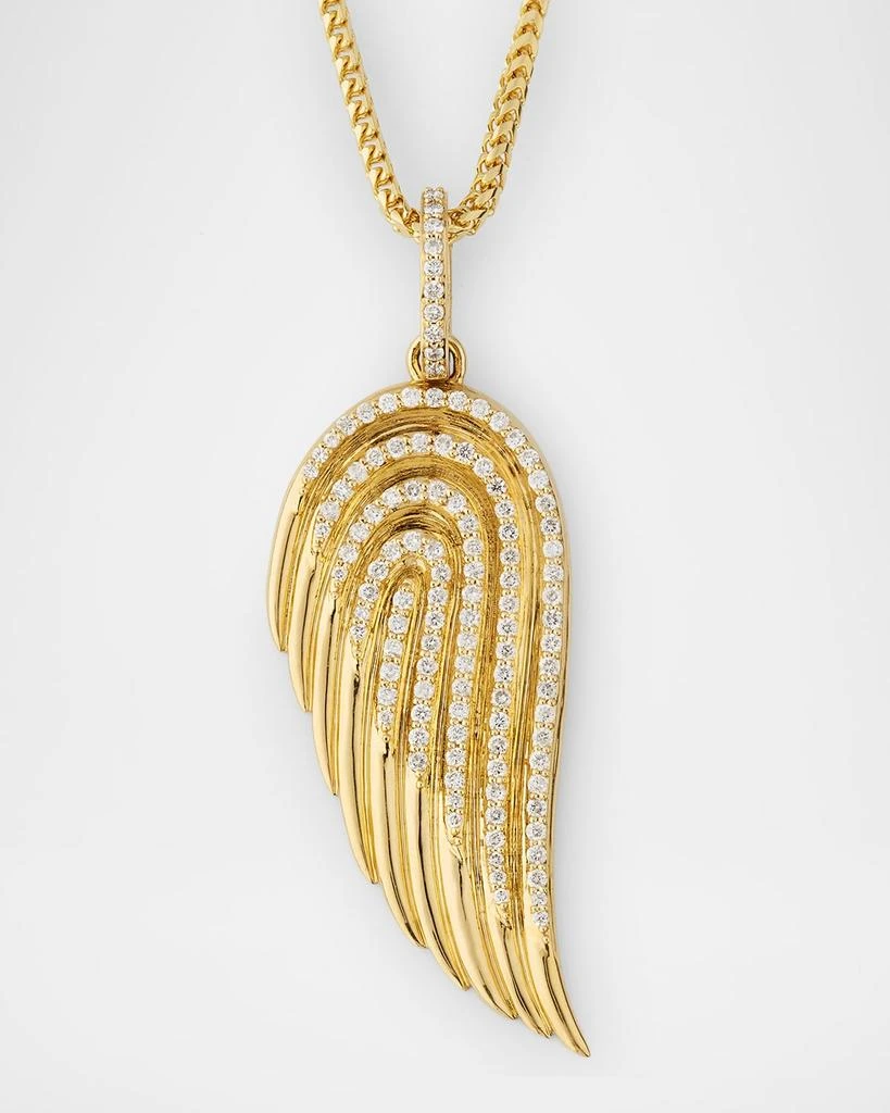 Sheryl Lowe 14K Yellow Gold Diamond Angel Wing Pendant Necklace 1