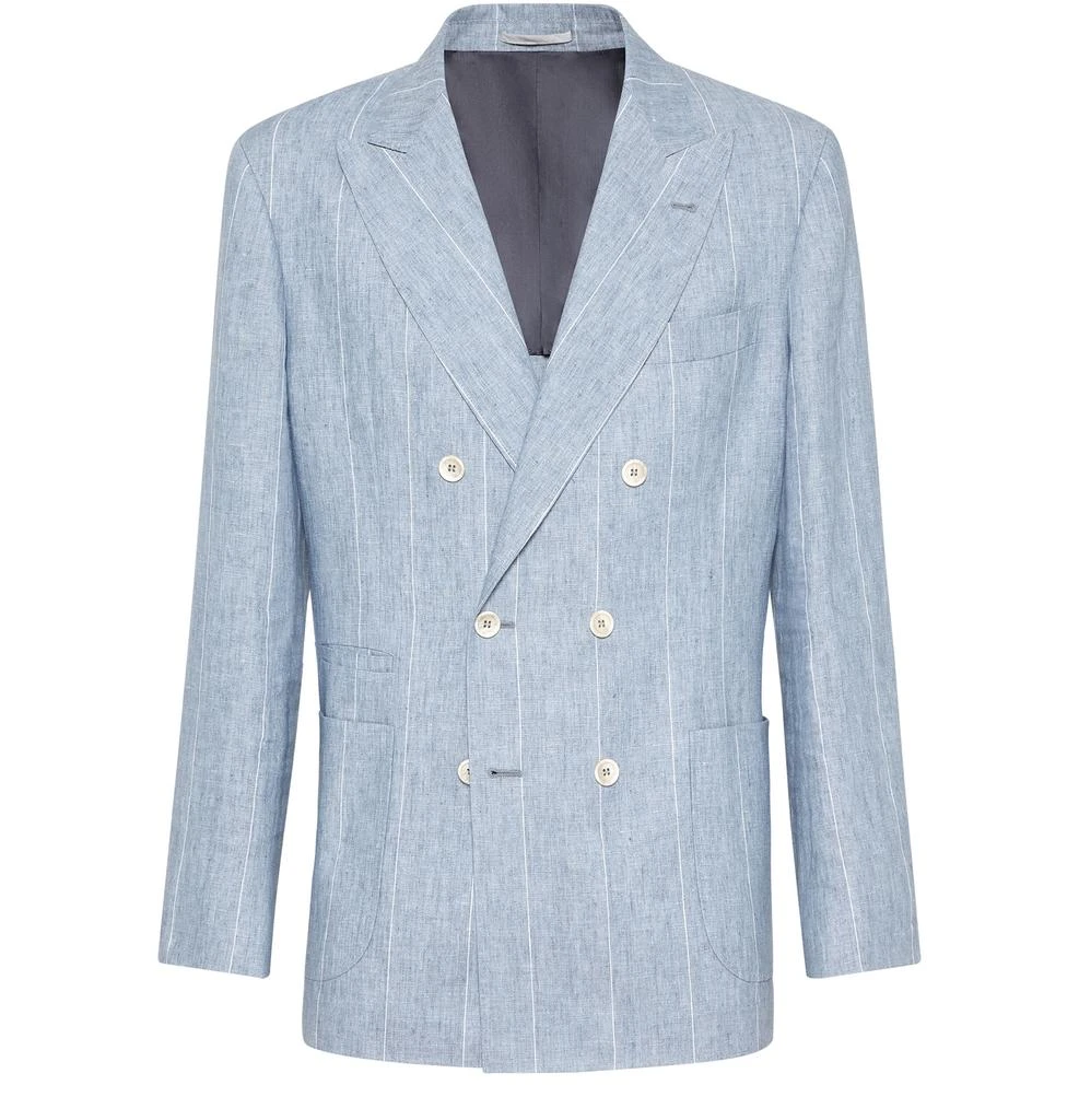 Brunello Cucinelli Deconstructed wide chalk stripe blazer 2