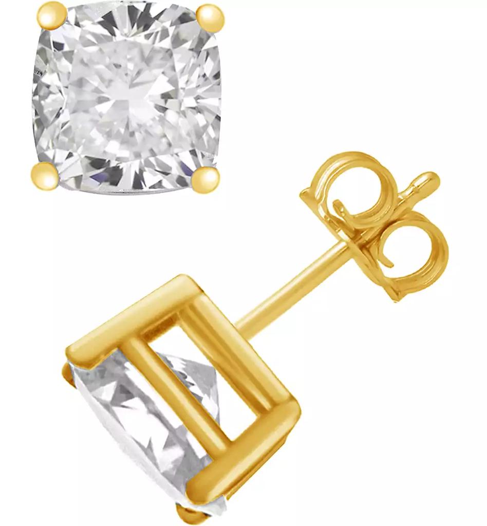 Essentials Cubic Zirconia Cushion Stud Earrings in Silver and Gold Plate