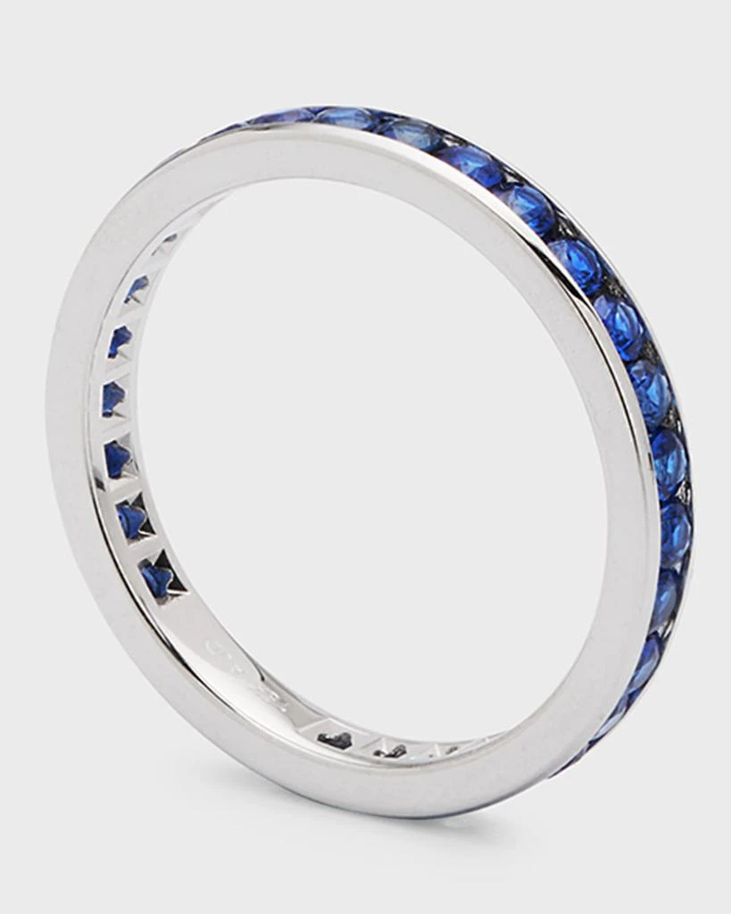 Neiman Marcus Diamonds 18k White Gold Blue Sapphire Eternity Ring, Size 7, 1.50tcw 4