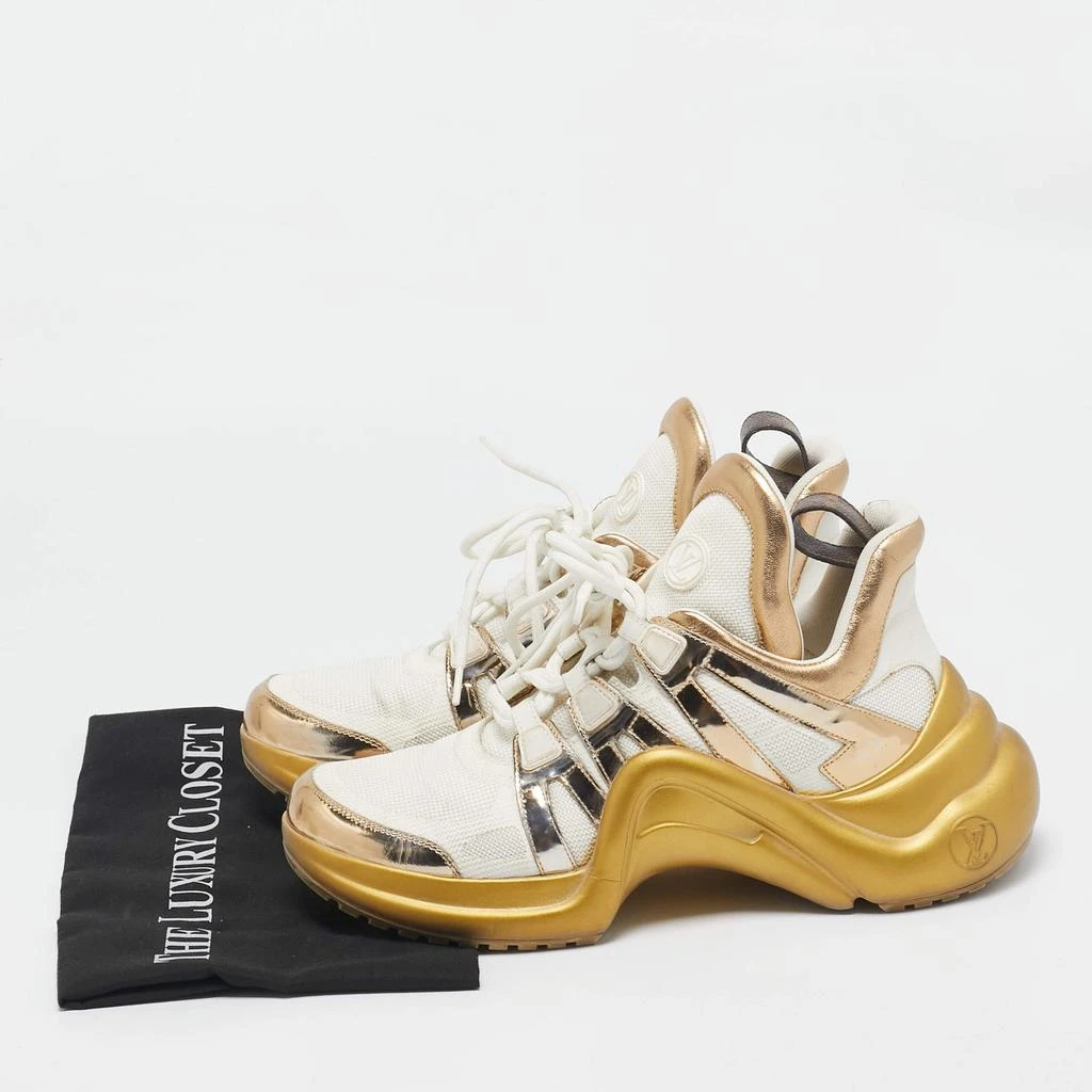 Louis Vuitton Louis Vuitton White/Gold Leather and Mesh LV Archlight Sneakers Size 40 9