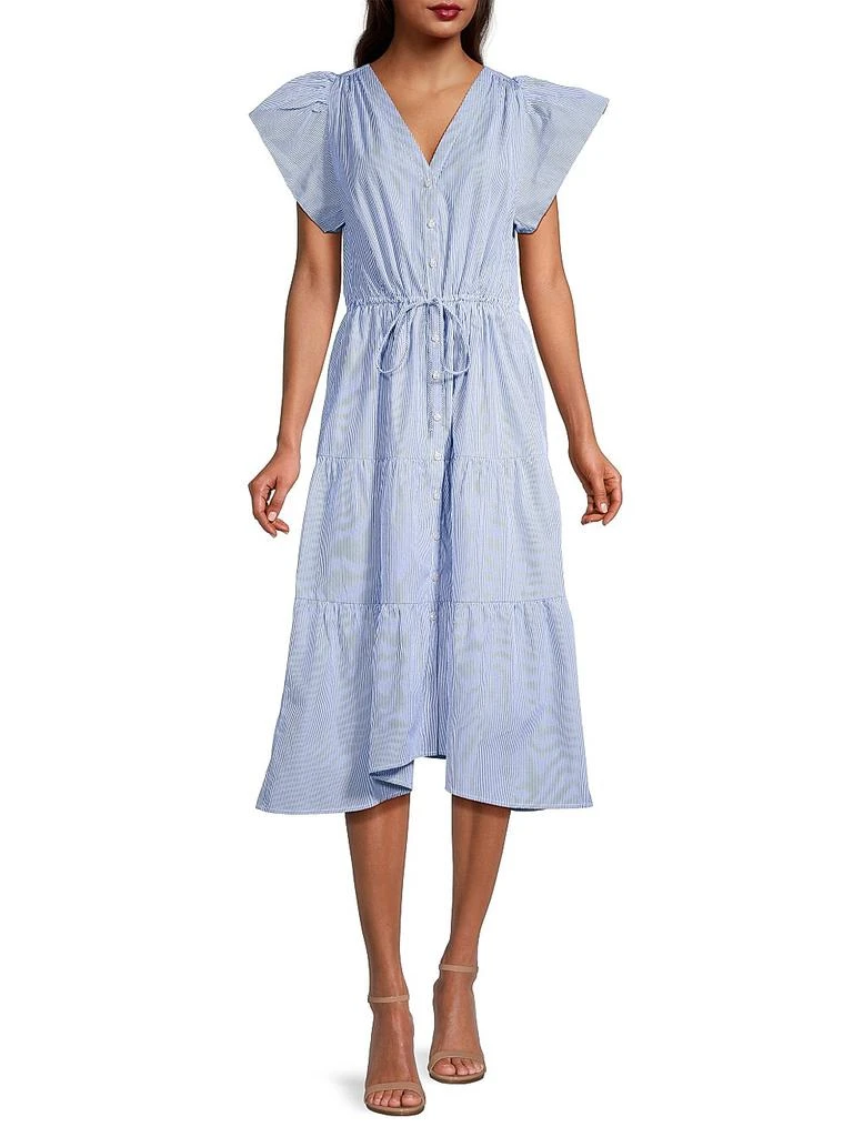 Birds of Paradis Kristi Striped Tiered Midi-Dress 2
