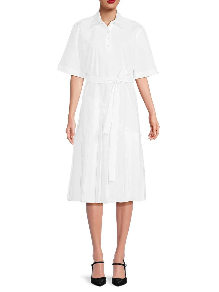 Thom Browne Pleated 
Belted Midi Polo Dress 1