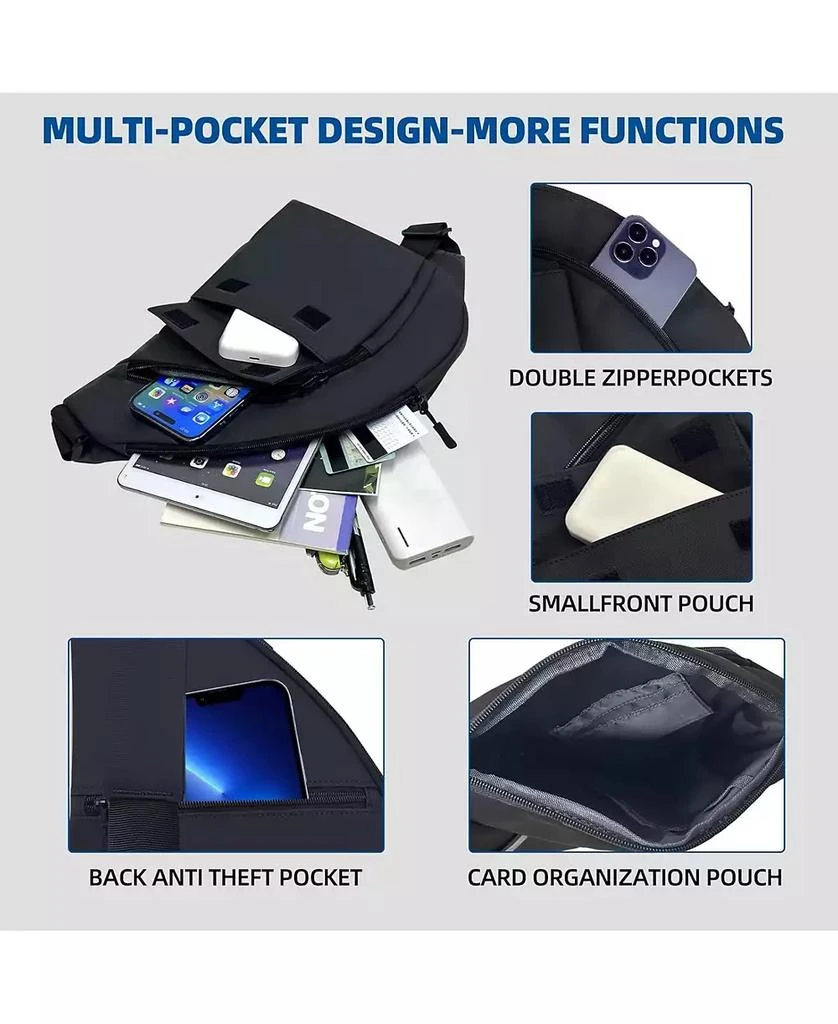 Urbanmax Anti Theft Travel Bag, Crossbody Bags Chest Sling Bag Purses for Women Men Black Right 4