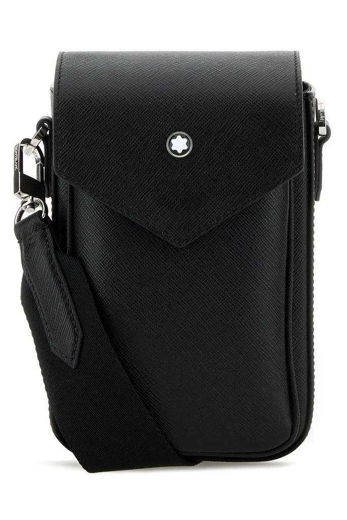 MontBlanc Black Leather Messenger Crossbody Bag 1
