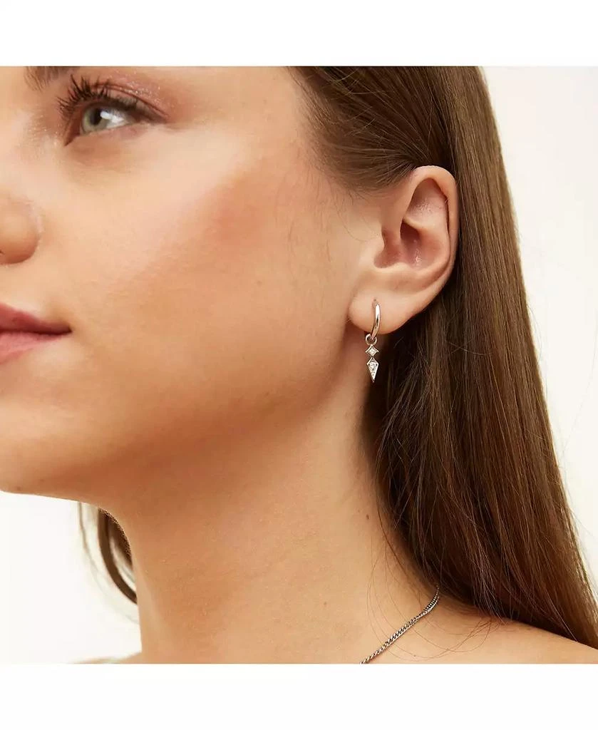 Spero London Sterling Silver Pave Spike Rhombus Drop Earrings 2