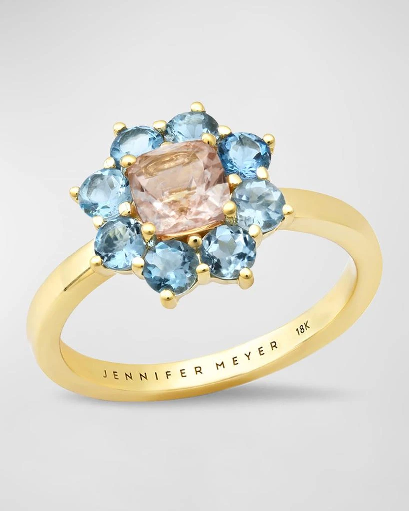 Jennifer Meyer 18k Yellow Gold Aquamarine and Morganite Ring 1