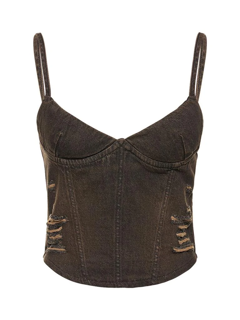 MIAOU Kiko Cotton Denim Corset Top 1