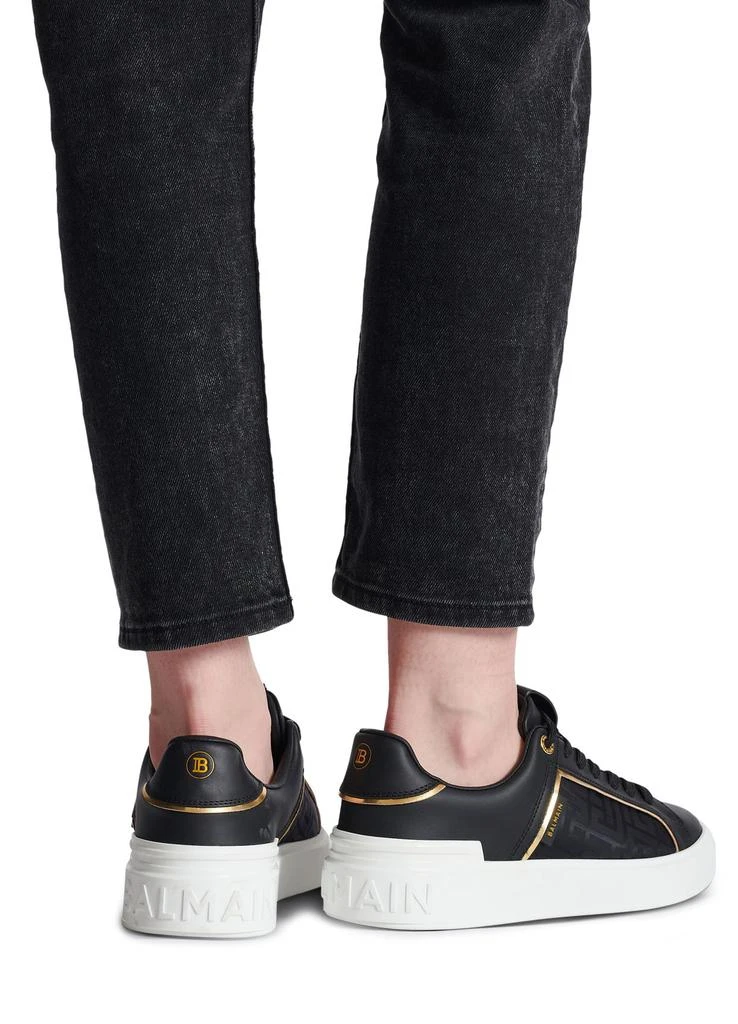 Balmain B-Court leather and nylon monogram sneakers 8