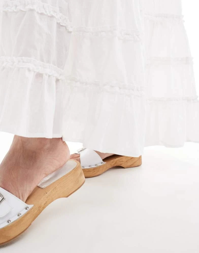 Stradivarius Stradivarius ruffled long skirt in ecru 3