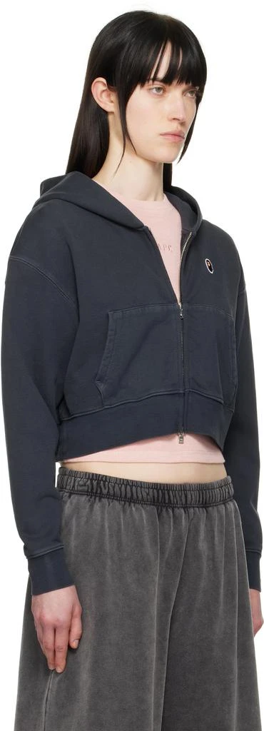 Bape Black Pigment Dyed One Point Cropped Zip Hoodie 2