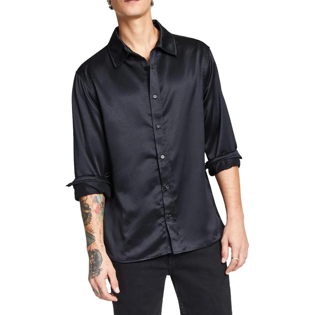 Jaywalker Mens Collar Satin Button-Down Shirt 1