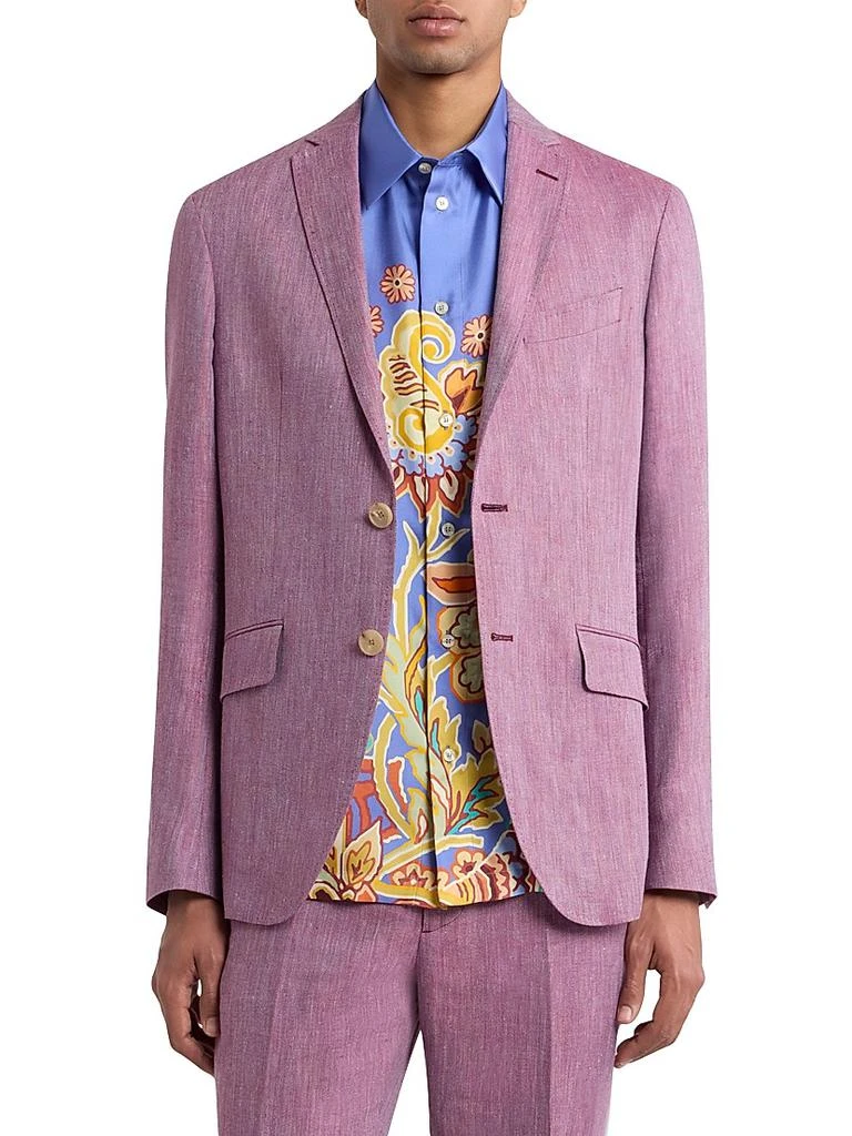 ETRO Tailored Linen-Wool Suit Jacket 3