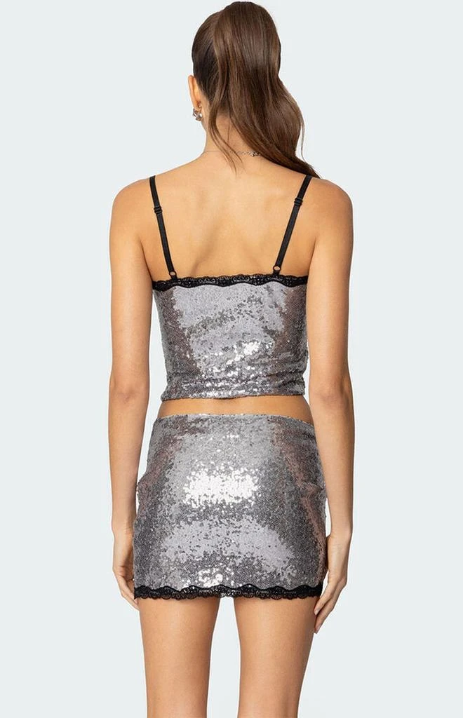 Edikted Revel Lace Trim Sequin Tank Top 5