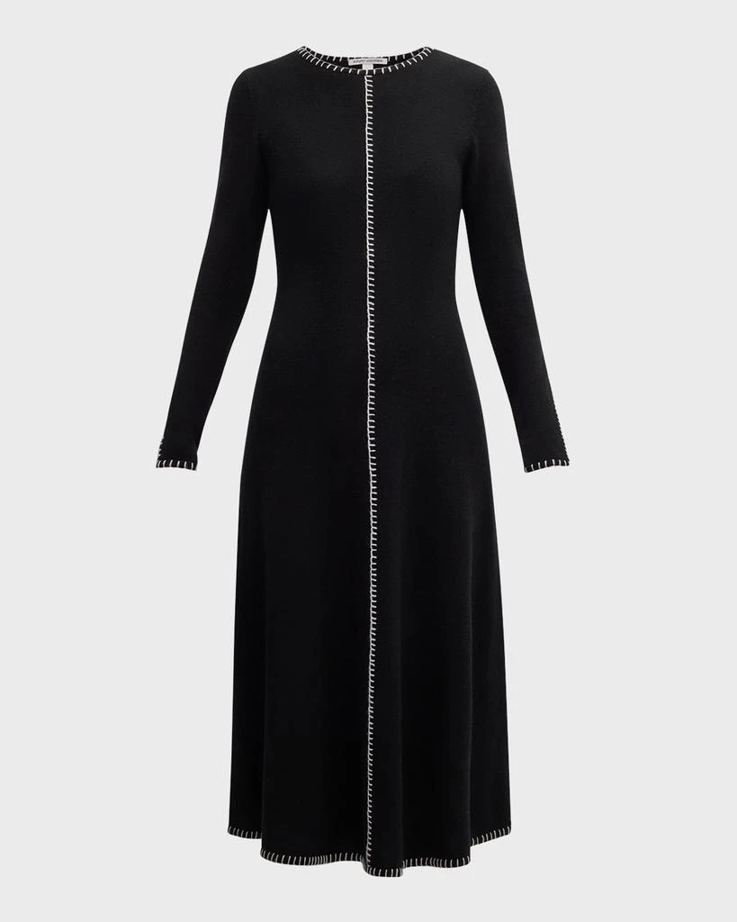 Autumn Cashmere Blanket-Stitch Cashmere Midi Dress 1