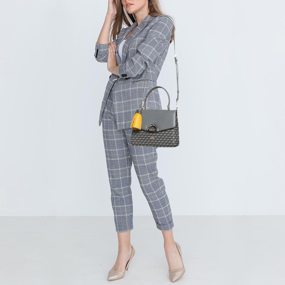 Faure Le Page Faure Le Page Grey Coated Canvas and Leather Parade Top Handle Bag