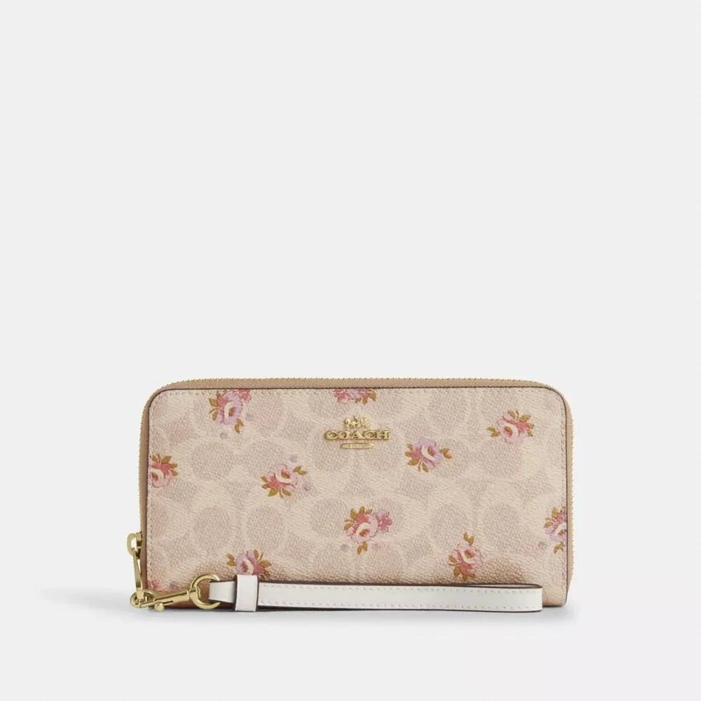 Coach Long Zip Around Wallet In Signature Canvas With Floral Print 1