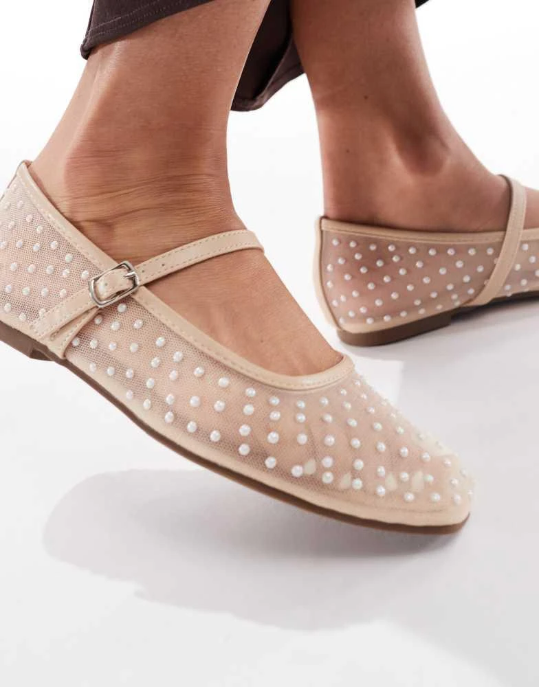 Glamorous Glamorous ballerina flats in mesh beige polkadot 3