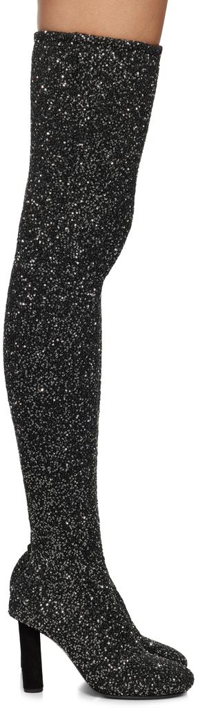 Proenza Schouler Black Glint Over The Knee Boots