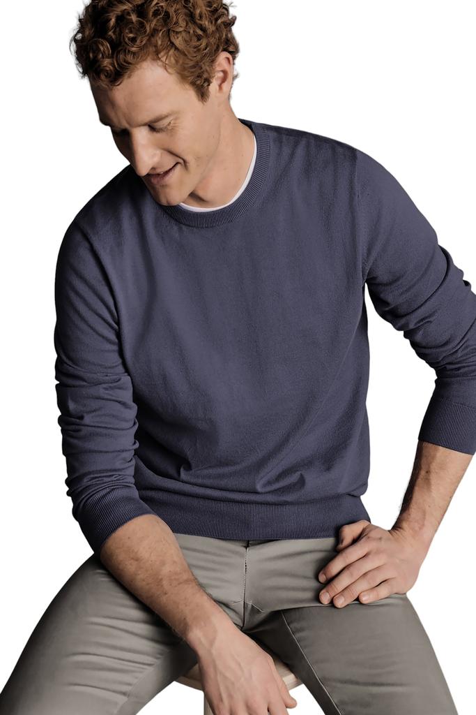 Charles Tyrwhitt Men's Combed Cotton Crew Neck Sweater