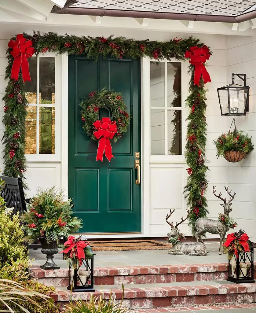 Balsam Hill 10 ft Outdoor Red Berry Pine Pre-Lit Garland 5