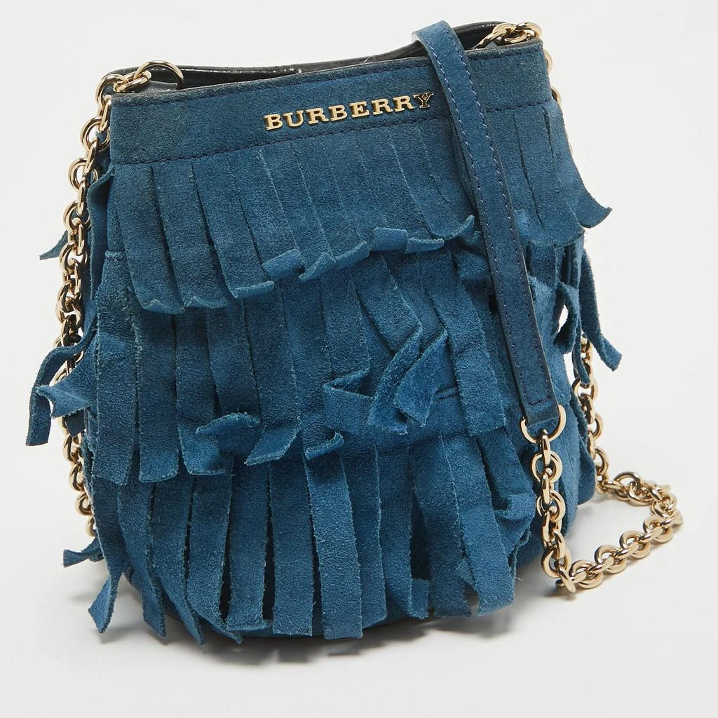 Burberry Burberry Blue Suede Mini Fringe Bucket Bag 3