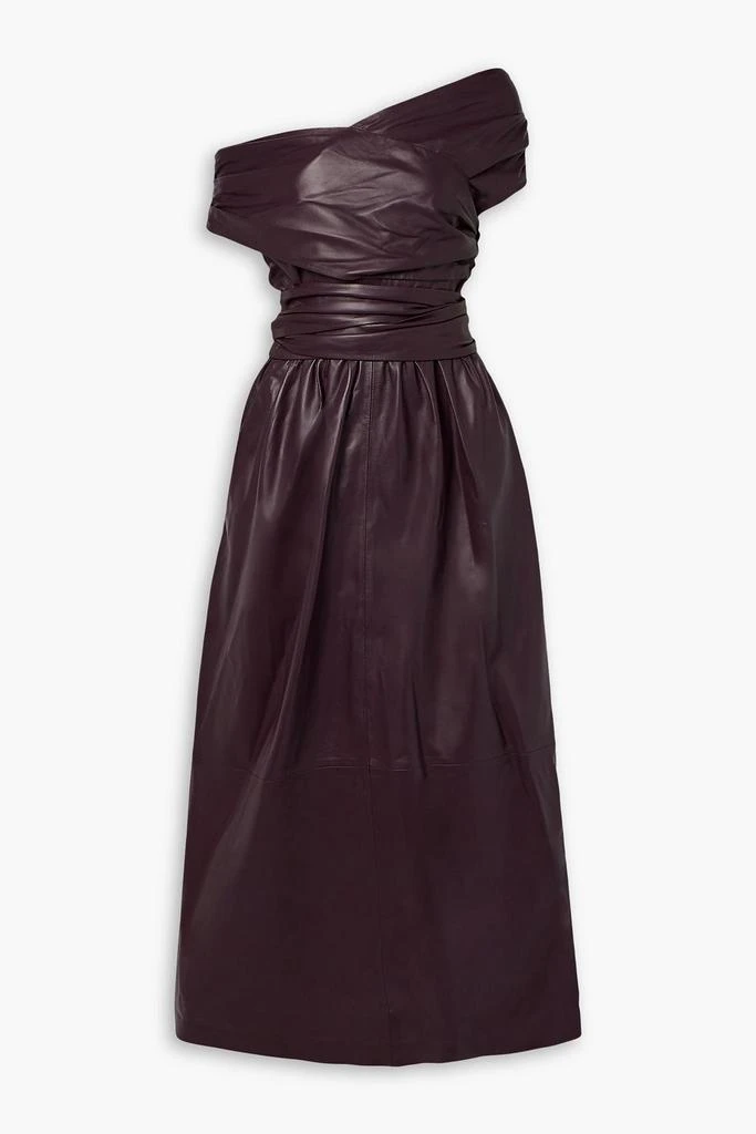 Altuzarra Corfu off-the-shoulder gathered leather midi dress 1