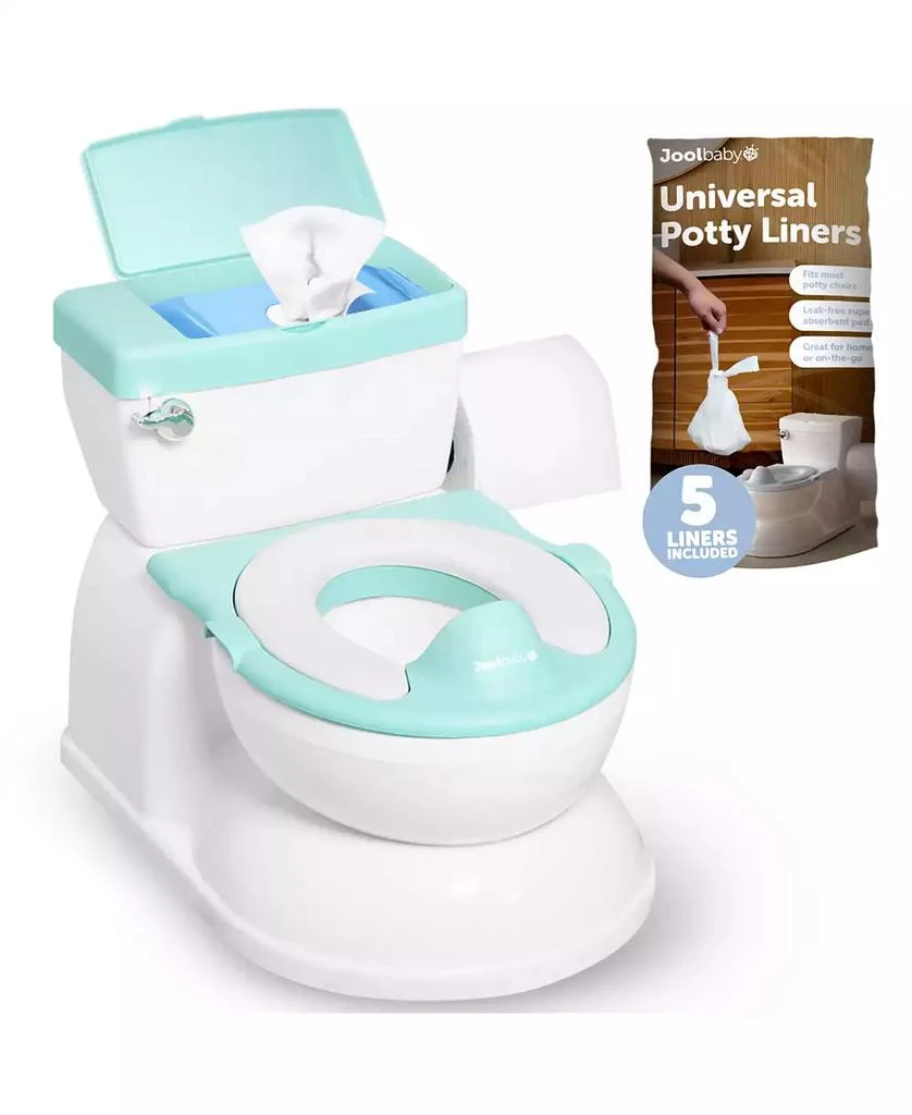 Jool Baby Real Feel 2-in-1 Potty with Wipes Storage, Flushing Sounds 
Disposable Liners - Realistic Toilet - Easy to Clean 
Assemble - (Aqua)