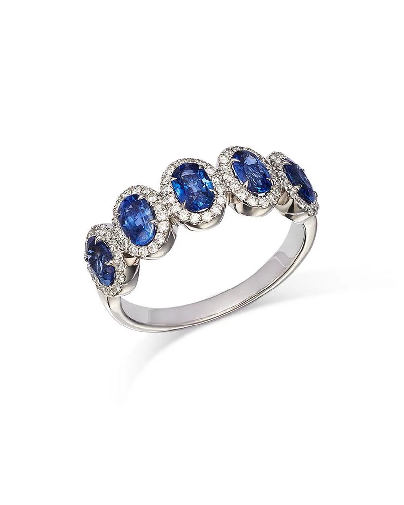 Bloomingdale's Fine Collection Blue Sapphire & Diamond Multi-Halo Ring in 14K White Gold - Exclusive 1