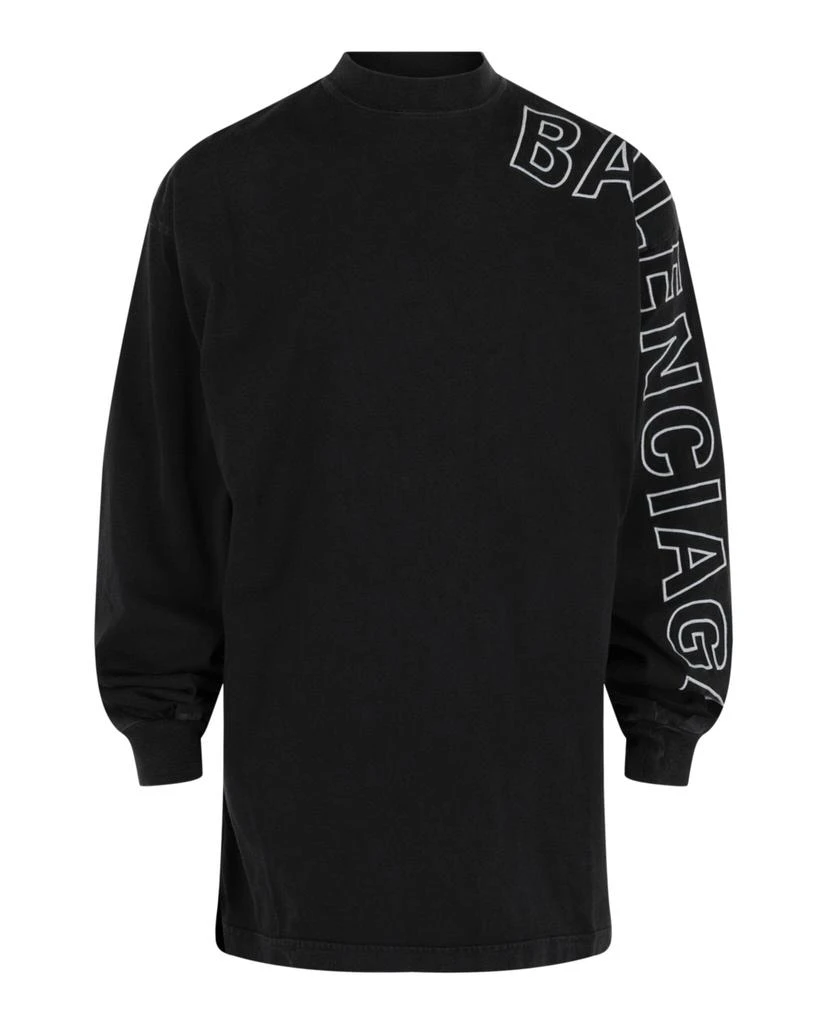 Balenciaga Oversized Embroidered Long Sleeve T-Shirt