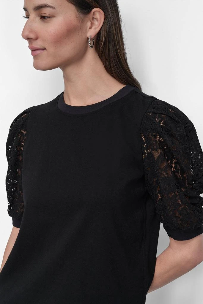 DKNY KNIT TOP WITH LACE SLEEVE 4