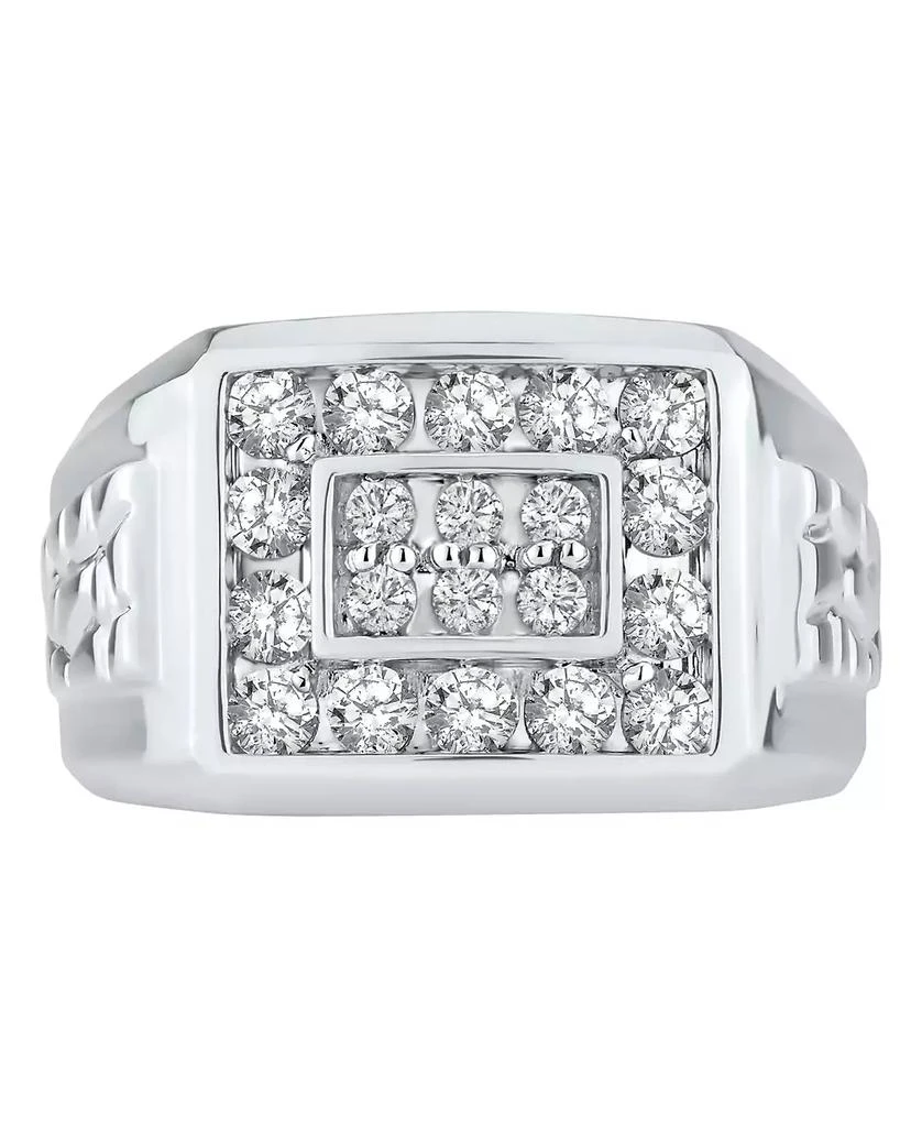 Macy's Men's Diamond Cluster Nugget Detail Ring (1 ct. t.w.) in 10k White Gold 3