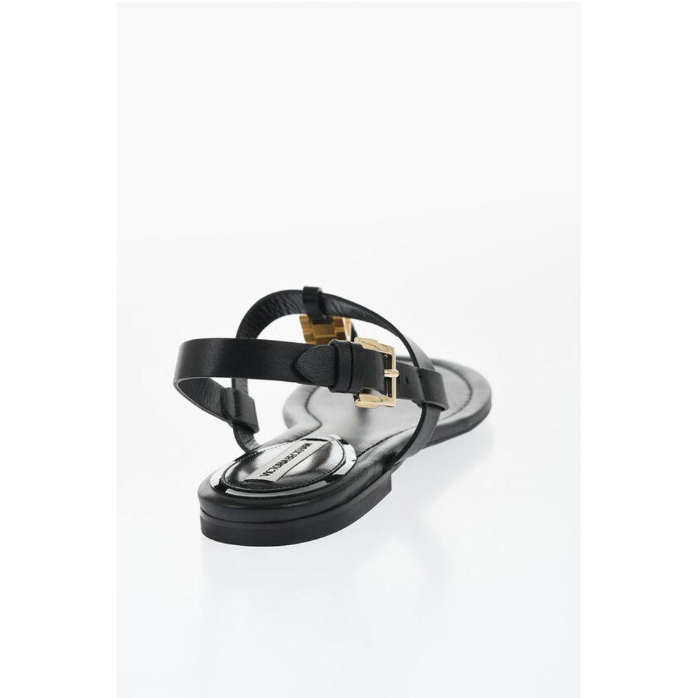 Victoria Beckham Leather Thong Sandals with Goldene Effect Women's Detail