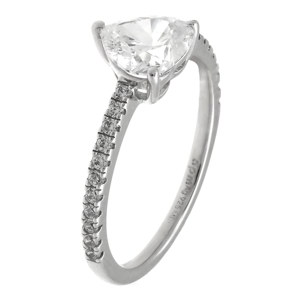 Shop APM Monaco Heart Pave Sterling Silver Ring, Size 54 on Sale