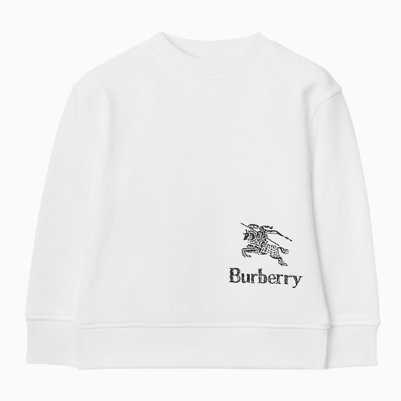 Burberry White cotton crewneck sweatshirt with logo