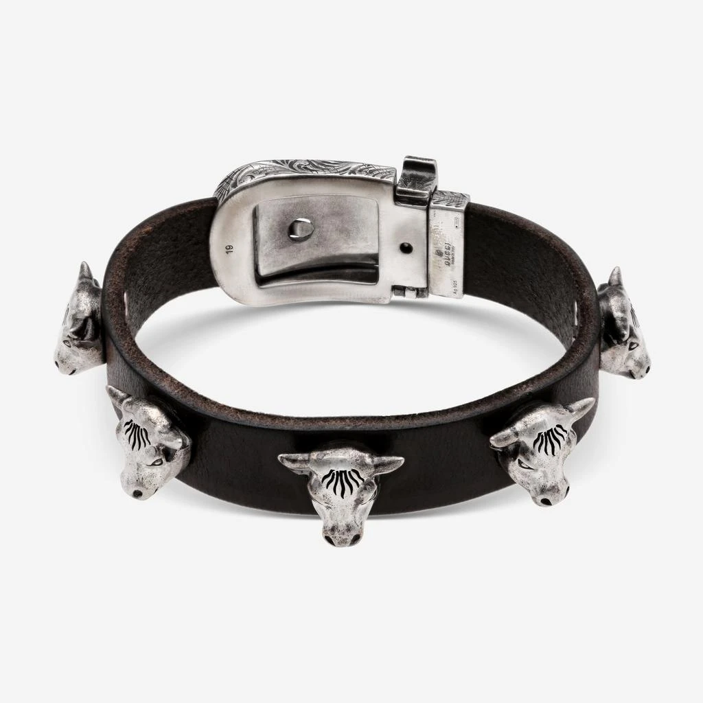 Gucci Gucci Anger Forest Black Leather & Sterling Silver Bracelet YBA524892001 3
