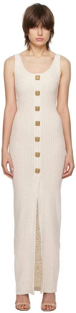 balmain beige dress Beige Knit Dress Chain Shoulder