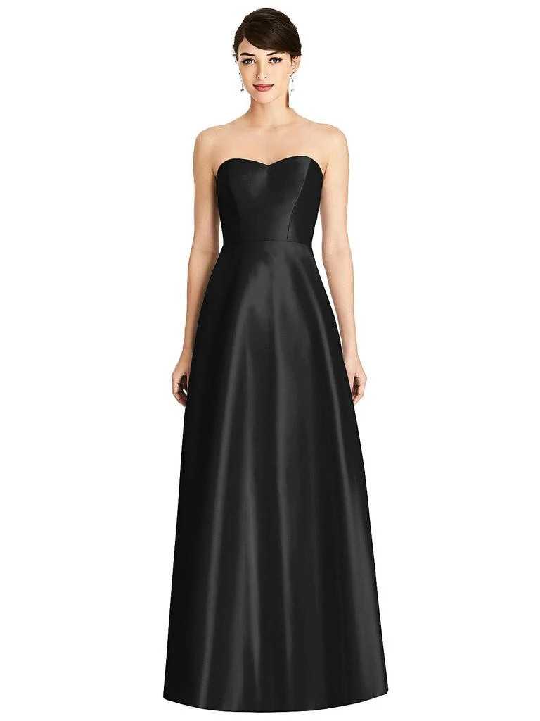 Alfred Sung Strapless A-Line Satin Dress with Pockets 1