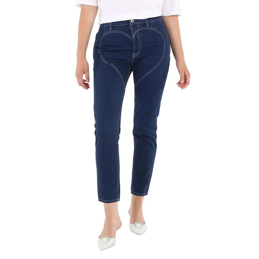 Burberry Burberry Ladies Dark Canvas Blue Heart-Motif Skinny Jeans, Waist Size 26" 1