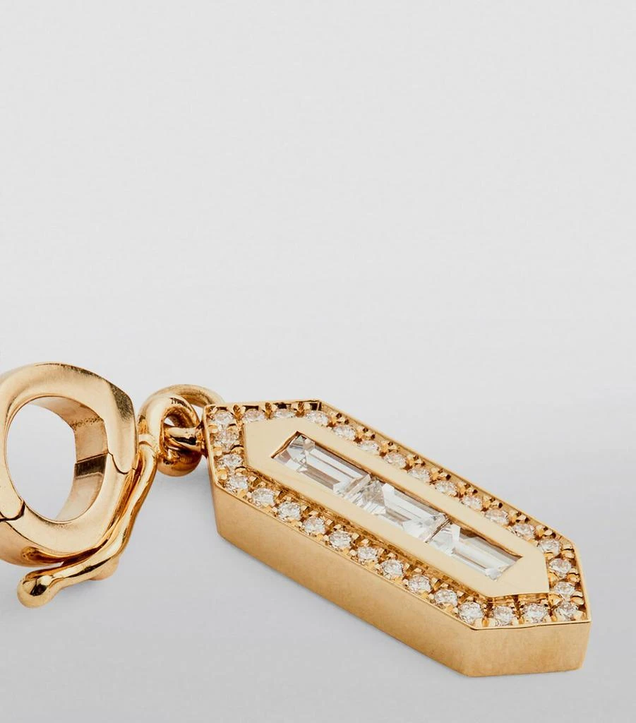 Azlee Yellow Gold and Diamond Triple Baguette Charm 5