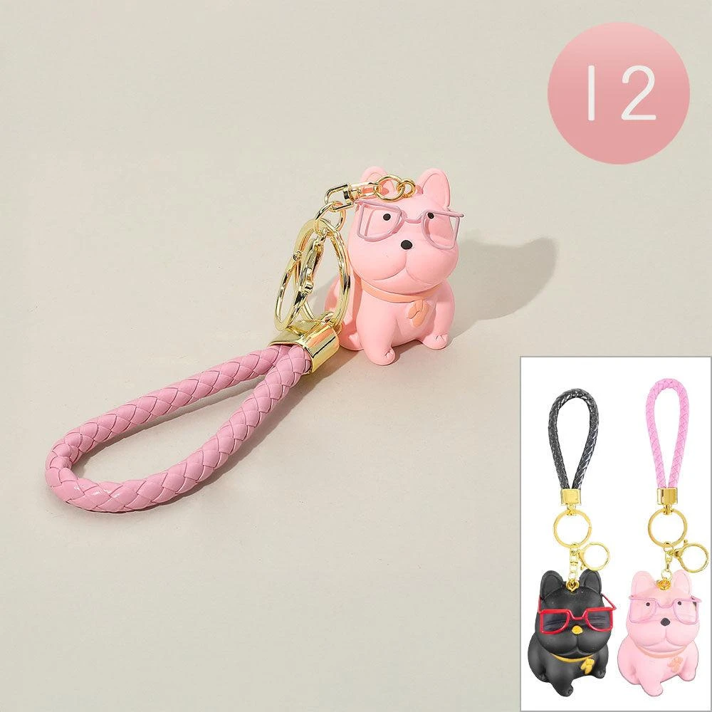 FASHNZFAB 12PCS - Cute Dog Braided Loop Keychains Bag Charms