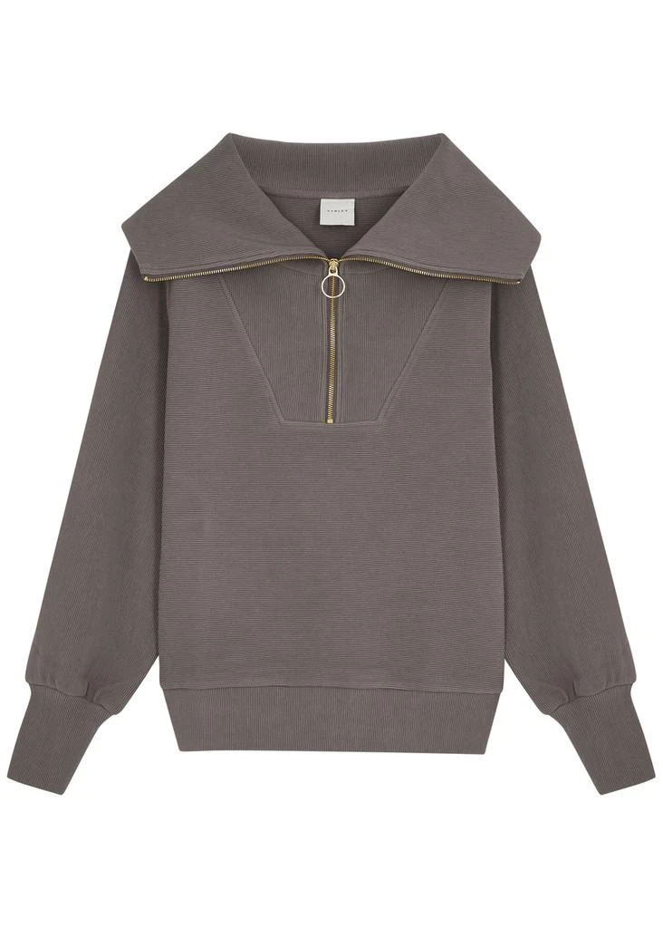 Varley Vine ribbed jersey half-zip sweatshirt 1