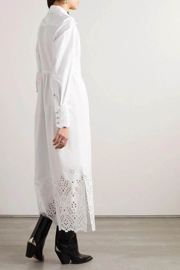 RABANNE Broderie anglaise cotton-poplin midi shirt dress 3